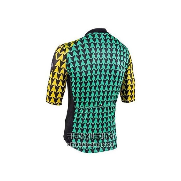 2020 Fietskleding Bianchi Zwart Blauw Geel Korte Mouwen en Koersbroek