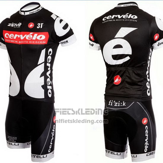 2010 Fietskleding Castelli Cervelo Wit en Zwart Korte Mouwen en Koersbroek