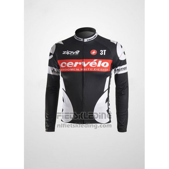 2010 Fietskleding Castelli Cervelo Wit en Zwart Lange Mouwen en Koersbroek