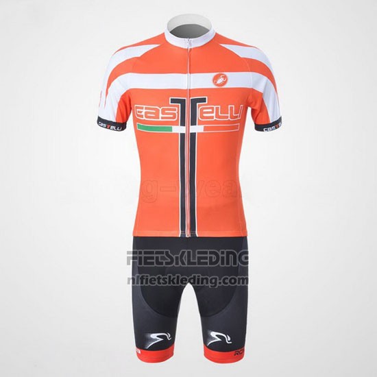 2011 Fietskleding Castelli Wit en Oranje Korte Mouwen en Koersbroek
