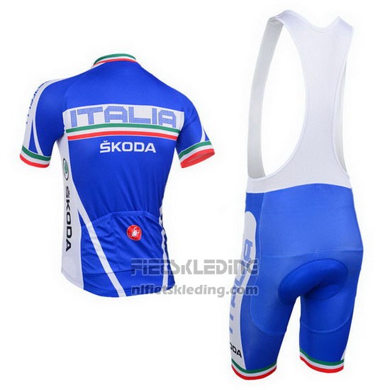 2013 Fietskleding Castelli Italie Wit en Blauw Korte Mouwen en Koersbroek
