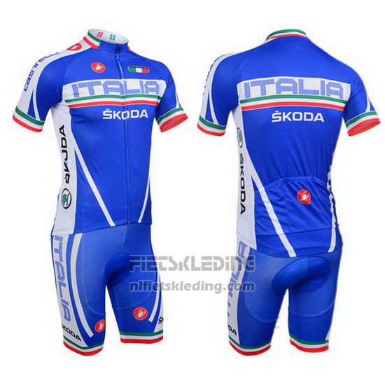 2013 Fietskleding Castelli Italie Wit en Blauw Korte Mouwen en Koersbroek