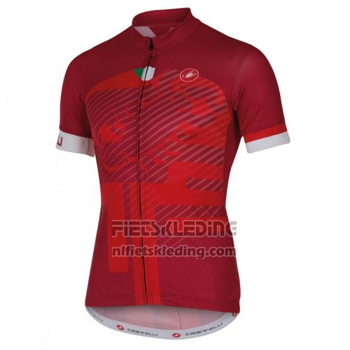 2016 Fietskleding Castelli Rood en Wit Korte Mouwen en Koersbroek