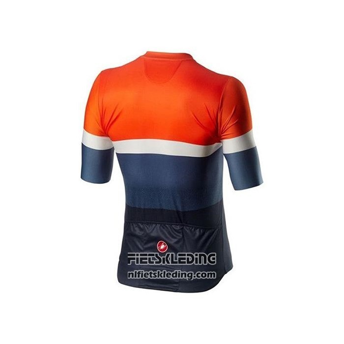 2020 Fietskleding Castelli Oranje Wit Blauw Korte Mouwen en Koersbroek