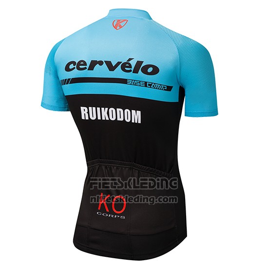 2018 Fietskleding Cervelo Blauw en Zwart Korte Mouwen en Koersbroek