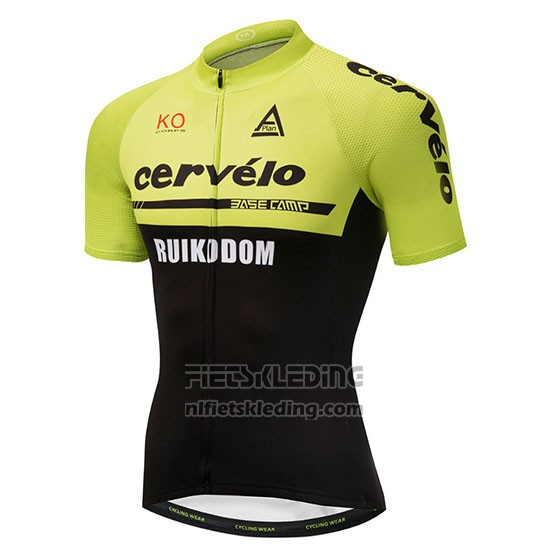 2018 Fietskleding Cervelo Groen en Zwart Korte Mouwen en Koersbroek