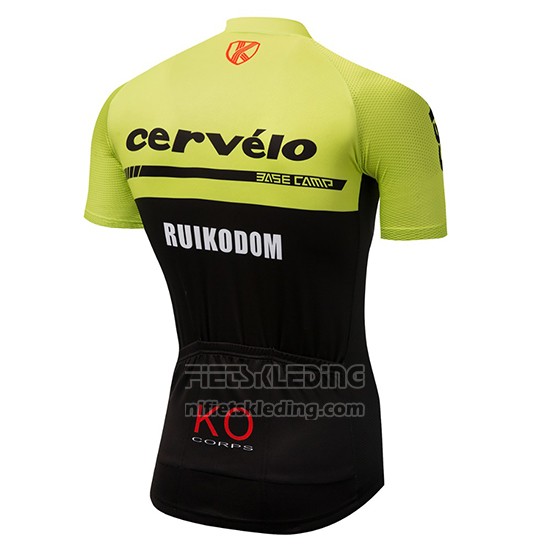 2018 Fietskleding Cervelo Groen en Zwart Korte Mouwen en Koersbroek
