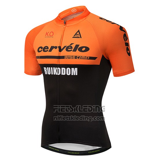 2018 Fietskleding Cervelo Oranje en Zwart Korte Mouwen en Koersbroek