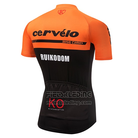 2018 Fietskleding Cervelo Oranje en Zwart Korte Mouwen en Koersbroek
