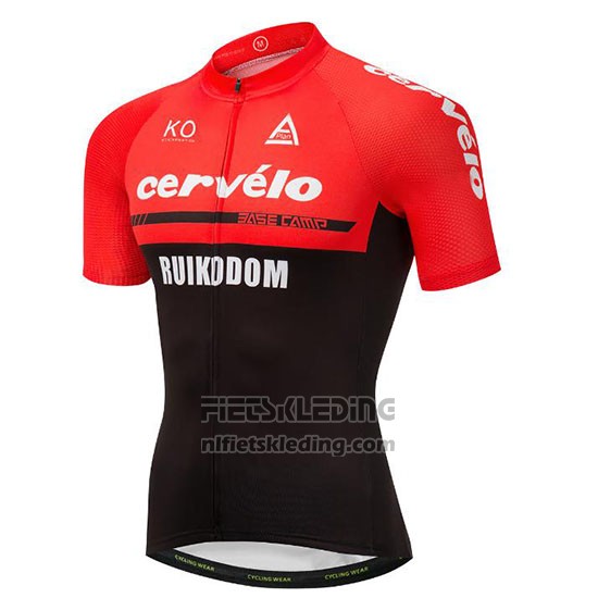 2018 Fietskleding Cervelo Rood en Zwart Korte Mouwen en Koersbroek