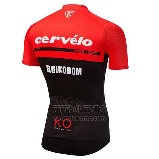 2018 Fietskleding Cervelo Rood en Zwart Korte Mouwen en Koersbroek