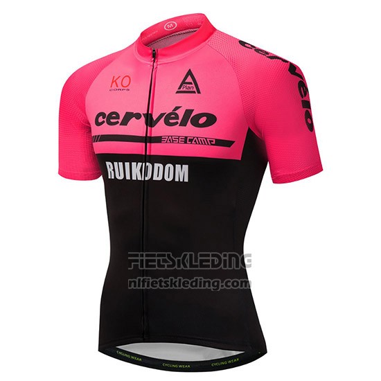 2018 Fietskleding Cervelo Roze en Zwart Korte Mouwen en Koersbroek