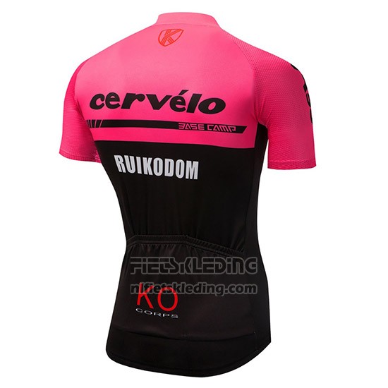 2018 Fietskleding Cervelo Roze en Zwart Korte Mouwen en Koersbroek