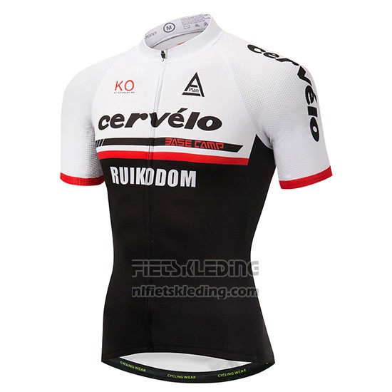 2018 Fietskleding Cervelo Wit en Zwart Korte Mouwen en Koersbroek