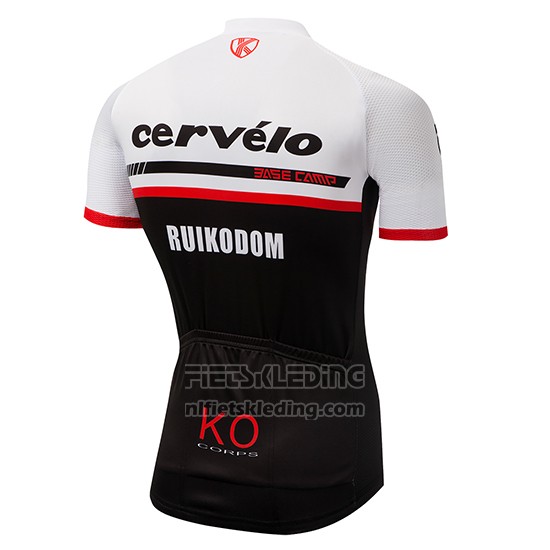 2018 Fietskleding Cervelo Wit en Zwart Korte Mouwen en Koersbroek