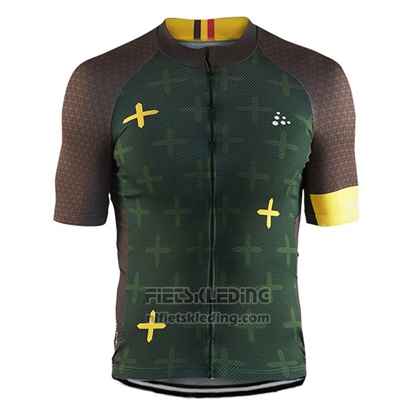 2017 Fietskleding Craft Monuments Bruin en Groen Korte Mouwen en Koersbroek