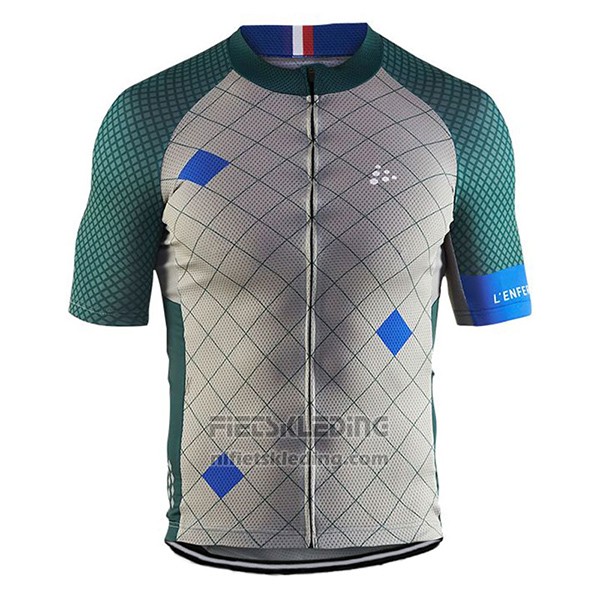 2017 Fietskleding Craft Monuments Zilver en Groen Korte Mouwen en Koersbroek