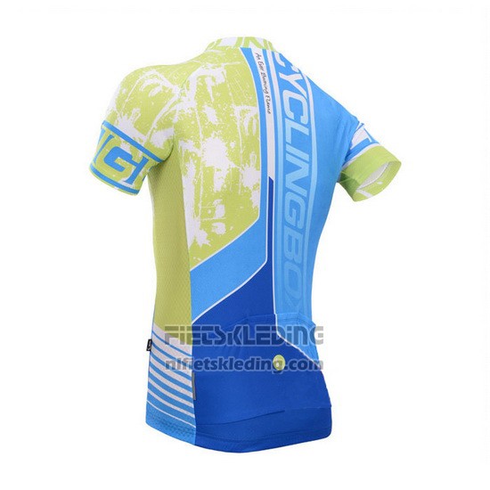 2014 Fietskleding Fox Cyclingbox Geel en Azuur Korte Mouwen en Koersbroek