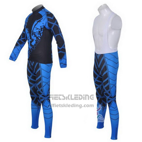 2014 Fietskleding Fox Cyclingbox Zwart en Blauw Lange Mouwen en Koersbroek