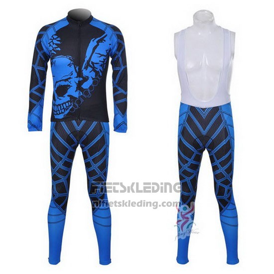 2014 Fietskleding Fox Cyclingbox Zwart en Blauw Lange Mouwen en Koersbroek