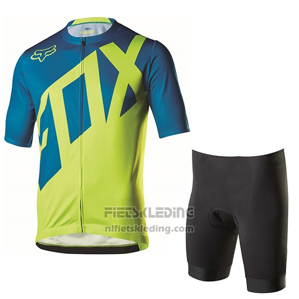 2017 Fietskleding Fox Livewire Blauw en Groen Korte Mouwen en Koersbroek