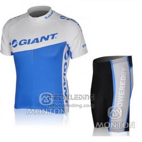 2010 Fietskleding Giant Wit en Azuur Korte Mouwen en Koersbroek