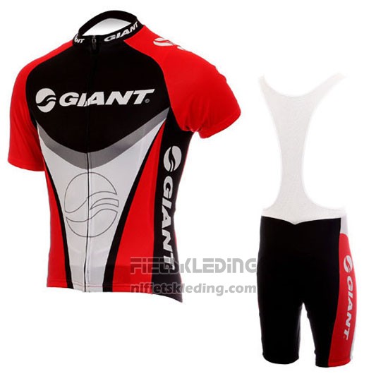 2010 Fietskleding Giant Zwart en Rood Korte Mouwen en Koersbroek