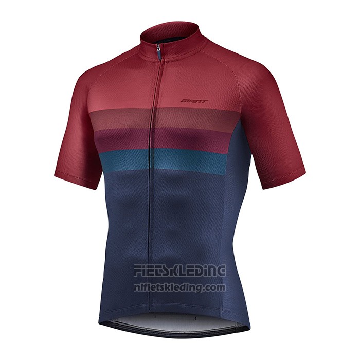 2021 Fietskleding Giant Donker Rood Blauw Korte Mouwen en Koersbroek