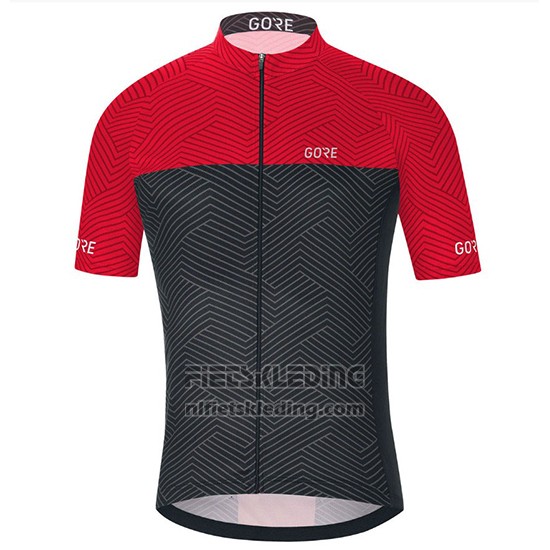 2018 Fietskleding Gore C3 Optiline Rood en Zwart Korte Mouwen en Koersbroek
