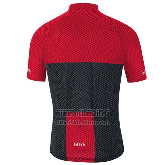 2018 Fietskleding Gore C3 Optiline Rood en Zwart Korte Mouwen en Koersbroek