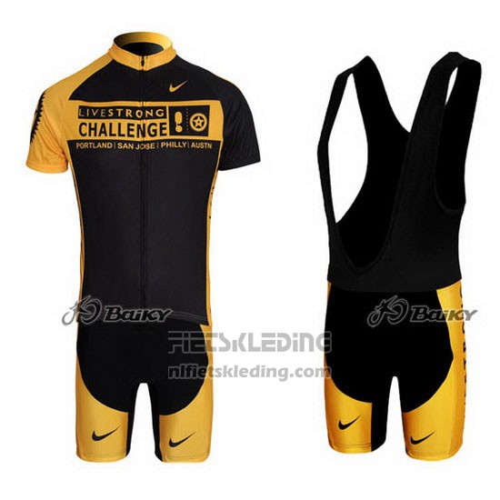 2009 Fietskleding Livestrong Geel en Zwart Korte Mouwen en Koersbroek