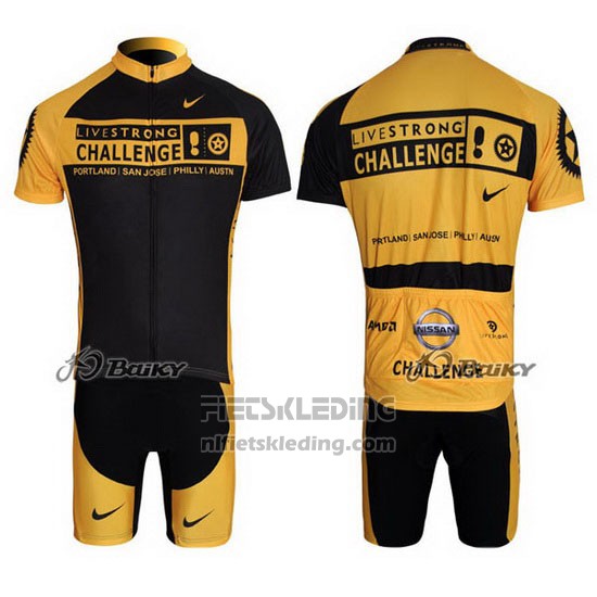 2009 Fietskleding Livestrong Geel en Zwart Korte Mouwen en Koersbroek