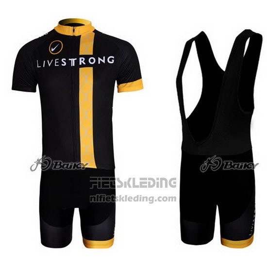 2011 Fietskleding Livestrong Zwart en Geel Korte Mouwen en Koersbroek