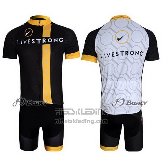 2011 Fietskleding Livestrong Zwart en Geel Korte Mouwen en Koersbroek