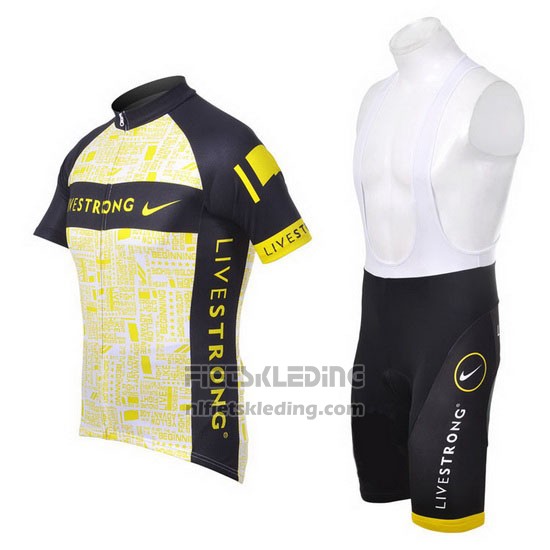 2012 Fietskleding Livestrong Zwart en Geel Korte Mouwen en Koersbroek