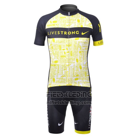 2012 Fietskleding Livestrong Zwart en Geel Korte Mouwen en Koersbroek
