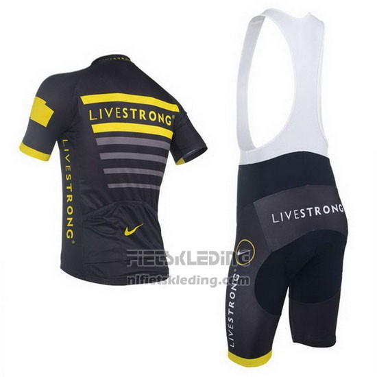 2013 Fietskleding Livestrong Zwart en Geel Korte Mouwen en Koersbroek