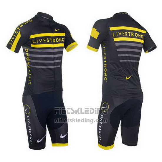 2013 Fietskleding Livestrong Zwart en Geel Korte Mouwen en Koersbroek