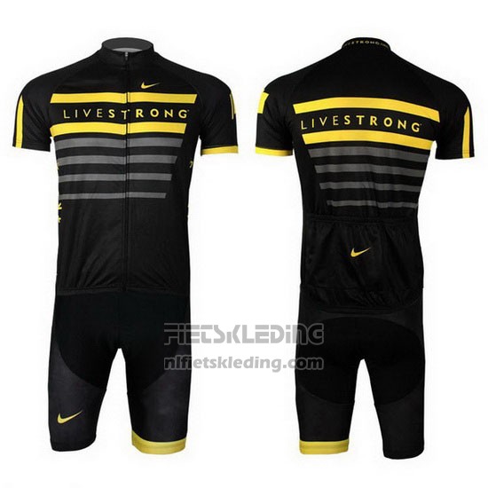 2013 Fietskleding Livestrong Zwart en Geel Korte Mouwen en Koersbroek