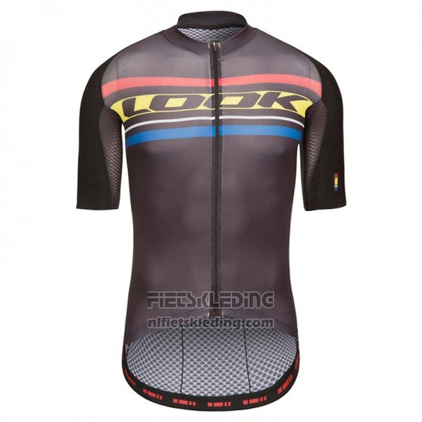 2017 Fietskleding Look Aero Carrera Zwart en Geel Korte Mouwen en Koersbroek