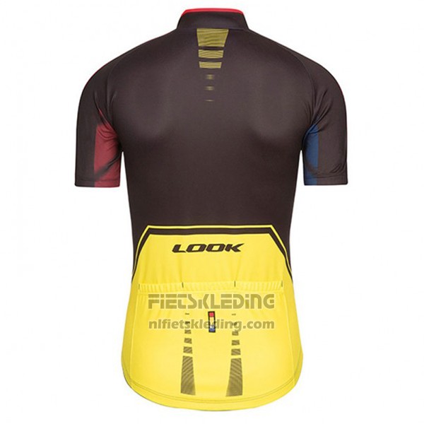 2017 Fietskleding Look Pro Equipo Zwart en Geel Korte Mouwen en Koersbroek