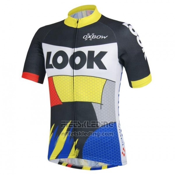 2018 Fietskleding Look Zwart Geel Blauw Korte Mouwen en Koersbroek