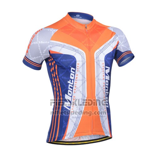 2014 Fietskleding Monton Blauw en Oranje Korte Mouwen en Koersbroek