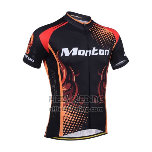 2014 Fietskleding Monton Rood en Oranje Korte Mouwen en Koersbroek