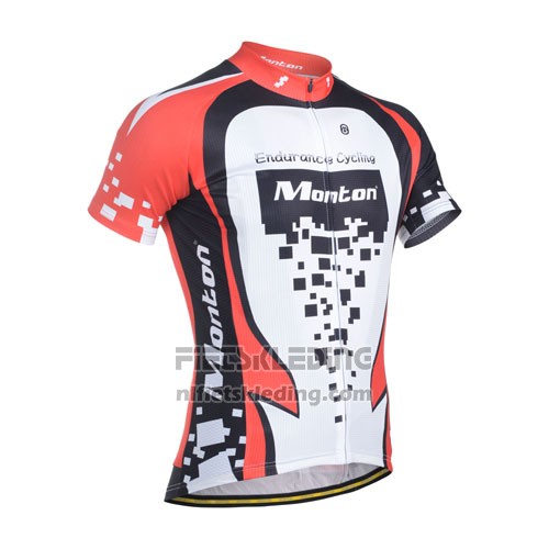 2014 Fietskleding Monton Rood en Wit Korte Mouwen en Koersbroek