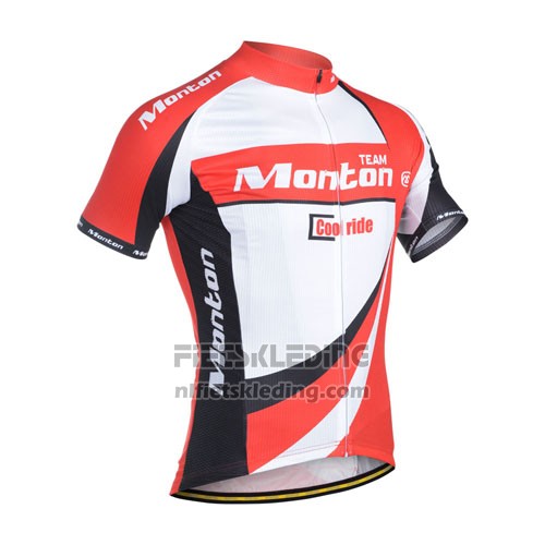 2014 Fietskleding Monton Wit en Rood Korte Mouwen en Koersbroek
