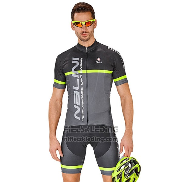 2017 Fietskleding Nalini Brivio Zwart en Grijs Korte Mouwen en Koersbroek