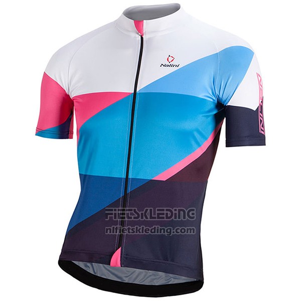 2017 Fietskleding Nalini Kampioen Blauw en Wit Korte Mouwen en Koersbroek
