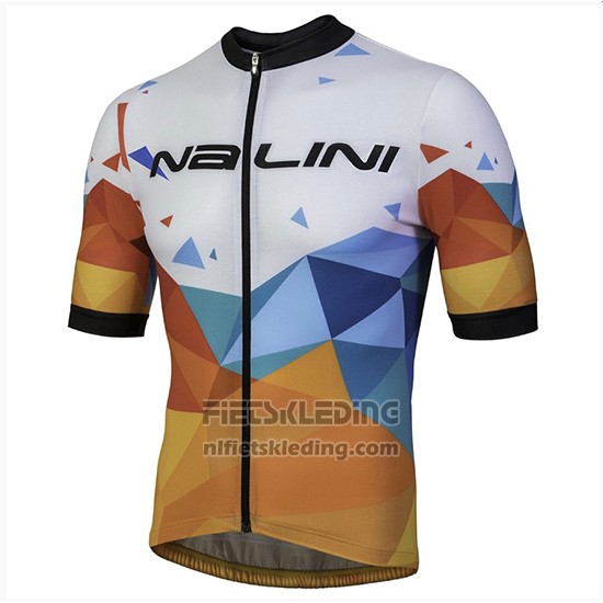 2018 Fietskleding Nalini Ahs Discesa Wit en Oranje Korte Mouwen en Koersbroek