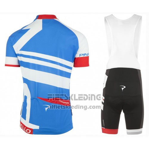 2016 Fietskleding Pinarello Blauw en Wit Korte Mouwen en Koersbroek